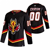 Calgary Flames Customized Black Adidas 2020-21 Reverse Retro Alternate Jersey,baseball caps,new era cap wholesale,wholesale hats